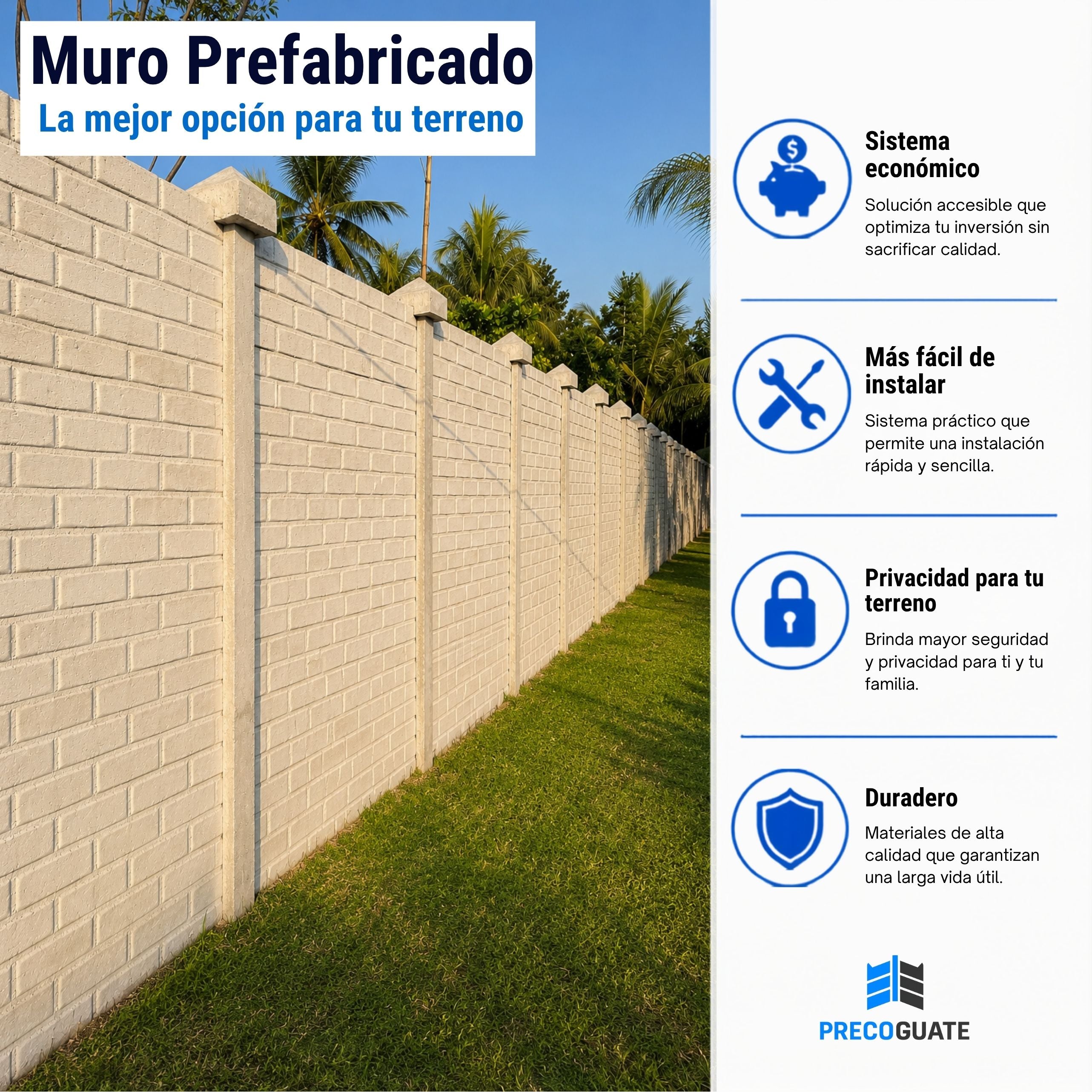 Metro cuadrado de Muro Prefabricado (SOLO MATERIAL)