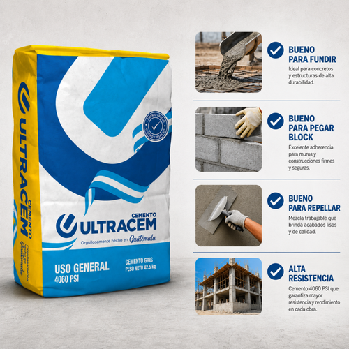 Saco de Cemento Ultracem 4060 PSI | Uso General para Construcción